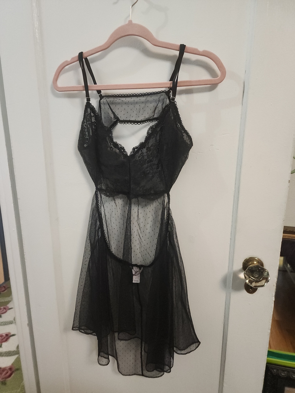 Victoria's Secret Black Sheer Lace Chemise